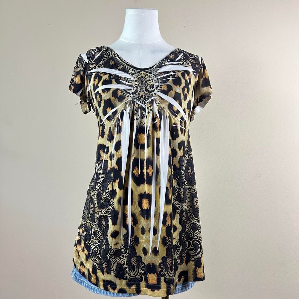 Y2K All Over Rhinestone Babydoll Tunic/Long Top